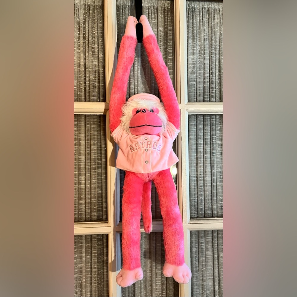 MLB Houston Astros Pink Hug Monkey in Pink Jersey and Hat Plush
